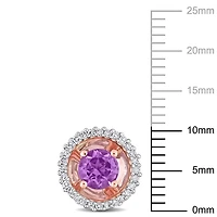 Miabella 4/5 Carat T.G.W. Amethyst and 1/4 Carat T.W. Diamond 10kt Rose Gold Circular Halo Stud Earrings
