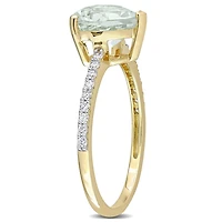 Miabella 1-5/8 Carat T.G.W. Green Quartz and 1/7 Carat T.W. Diamond 14K Yellow Gold Heart Ring