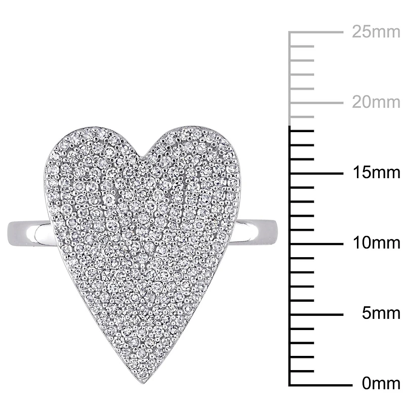 Bague grappe en forme de coeur Miabella avec 1/2 Carat poids total de diamant en Or Blanc 10kt