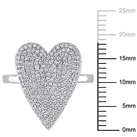 Bague grappe en forme de coeur Miabella avec 1/2 Carat poids total de diamant en Or Blanc 10kt