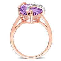 Collier en forme de coeur emballé Miabella avec 6-1/2 Carat PBT d’Améthyste et accents de diamant en Argent Sterling plaqué Rhodium Rose