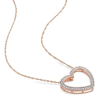 Collier en forme de coeur ouvert Miabella avec 1/5 Carat poids total de diamant en Or Rose 14kt
