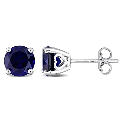 Clous d’oreilles Miabella avec 3-1/4 Carat PBT de Saphir bleu Synthétique  en Argent Sterling