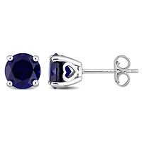 Clous d’oreilles Miabella avec 3-1/4 Carat PBT de Saphir bleu Synthétique  en Argent Sterling