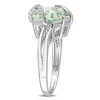 Bague Octogone Miabella avec 6-1/2 Carat PBT de Quartz vert et accents de diamant en Argent Sterling