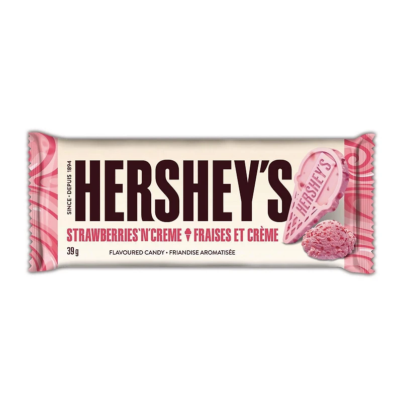 Friandise HERSHEY’S à l'arôme de fraises et de crème, barre format standard, 39 g