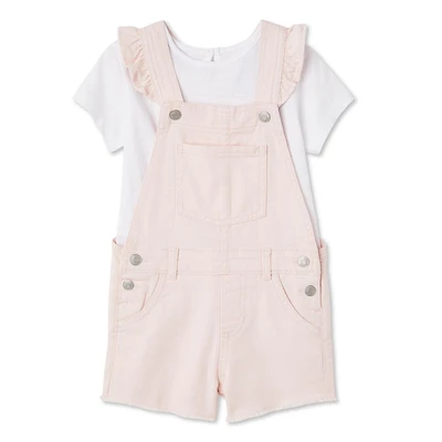 Ensemble 2 pièces avec salopette courte George pour petites filles Tailles 2T-5T