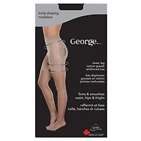 George Ladies' Body Shaping Sheer Leg Cotton Gusset Reinforced Toe Pantyhose