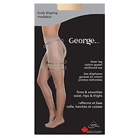 George Ladies' Body Shaping Sheer Leg Cotton Gusset Reinforced Toe Pantyhose
