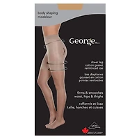 George Ladies' Body Shaping Sheer Leg Cotton Gusset Reinforced Toe Pantyhose