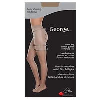 George Ladies' Body Shaping Sheer Leg Cotton Gusset Reinforced Toe Pantyhose