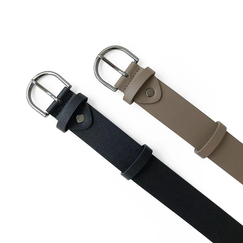 LADIES BELT WITH ROUNDED GUNMETAL BUCKLE