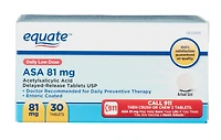 Equate Asa 81 mg Enteric Coated Tablets, 30 Tablets, Daily Preventive Therapy