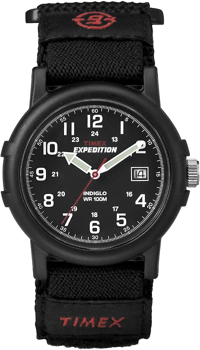 Timex® Expedition® Men's Camper Analog Watch, Expedition camper black hook and loop strap watch