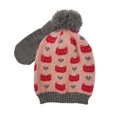 Chapeau de jacquard avec chatons et gant magique