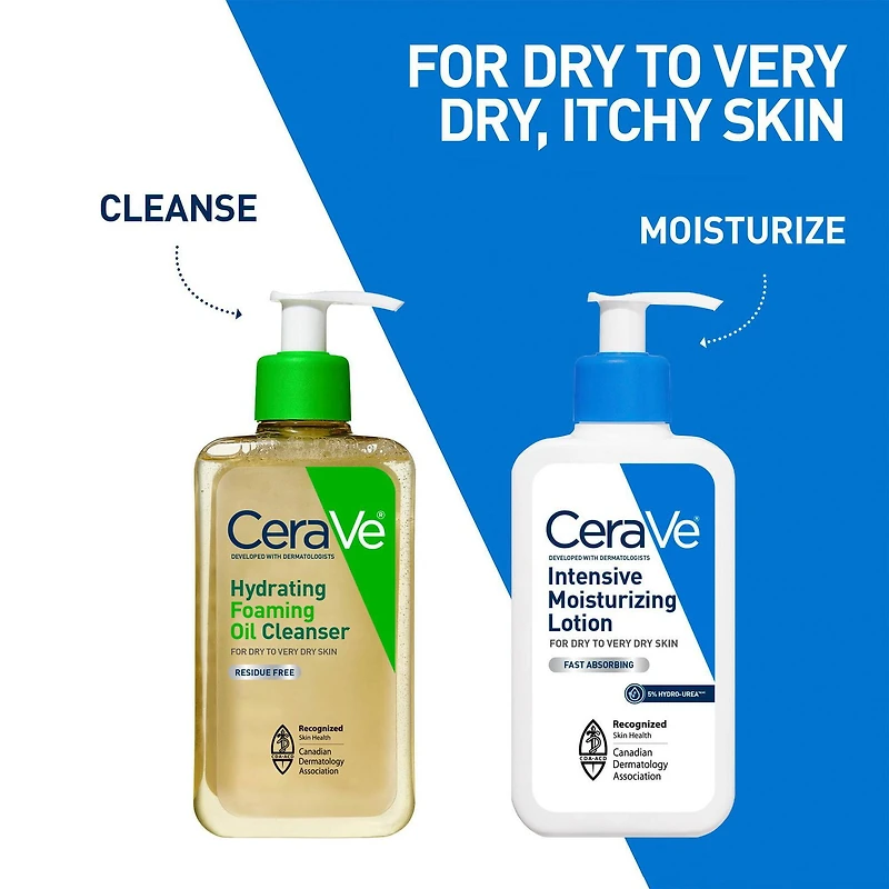 CeraVe Intensive Moisturizing Lotion with 5% Hydro-Urea & Shea Butter, for Dry to Very Dry Skin, Hydrates Itchy Skin due to Dryness. Fragrance-Free, Developed with Dermatologist, 237mL, Soothe skin from first use