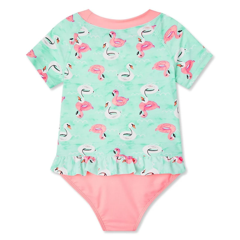 George Toddler Girls' Ruffle Waist Rashguard 1-Piece Swimsuit