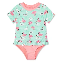 George Toddler Girls' Ruffle Waist Rashguard 1-Piece Swimsuit