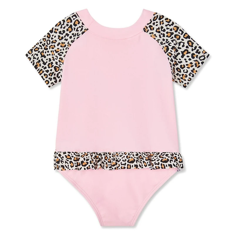 George Baby Girls' Ruffle Waist Rashguard 1-Piece Swimsuit