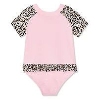 George Baby Girls' Ruffle Waist Rashguard 1-Piece Swimsuit