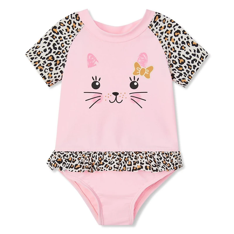 George Baby Girls' Ruffle Waist Rashguard 1-Piece Swimsuit