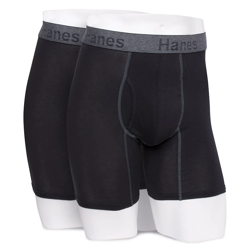 Hanes emballage de 2 Caleçons Boxeurs Coton extensible ultra-doux
