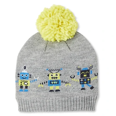 Tuque avec pompon et robot George pour petits garçons