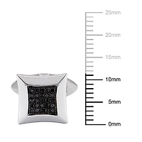 Boutons de manchette carrés Asteria avec diamants noirs 1/4 CT poids total en argent sterling