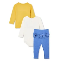 LOVE Ellen DeGeneres Baby Girls' Tee, Bodysuit and Legging 3-Piece Set