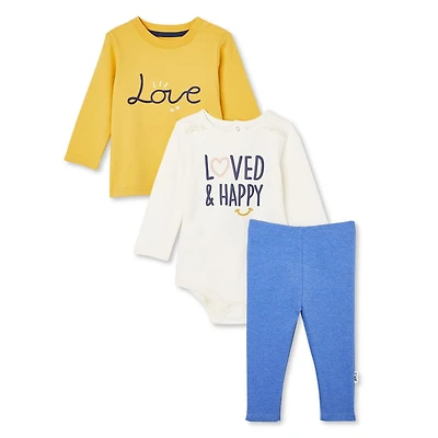 LOVE Ellen DeGeneres Baby Girls' Tee, Bodysuit and Legging 3-Piece Set