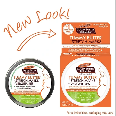 Palmer's® Cocoa Butter Formula® Beurre pour le ventre contre les Vergetures. Aide à visiblement améliorer l’élasticité de la peau et réduire l'apparence des vergetures. Approuvé par des Dermatologues. Traitement Intensif, 125g 125g,
