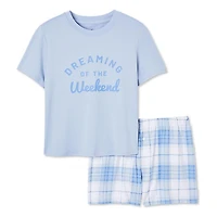 Pyjama 2 pièces avec short de nuit No Boundaries pour femmes