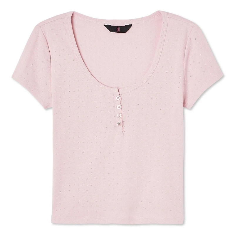 T-shirt henley No Boundaries pour femmes