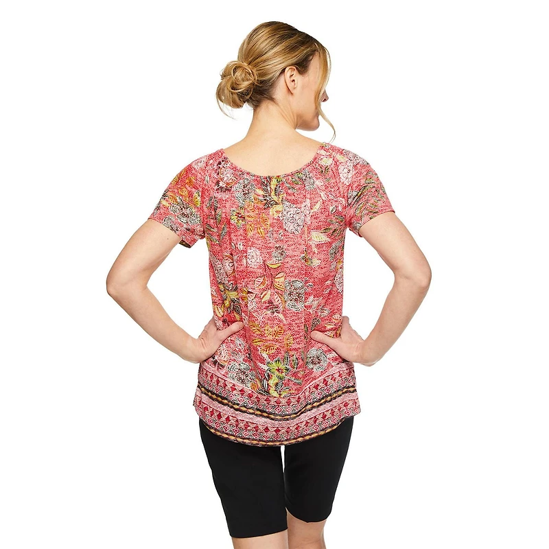 Iyla Women's Burnout Peasant Top