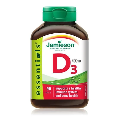 Jamieson Vitamin D3 400 IU Tablets, 90 tablets