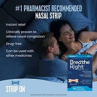 Breathe Right grandes bandelettes nasales Beige | Soulage instantanément la congestion nasale | Sans Médicament 30 Grandes Bandelettes Beiges