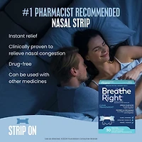 Breathe Right Nasal Strips Clear Large | Effective, drug-free and easy-to-apply, 30 Large Clear Strips