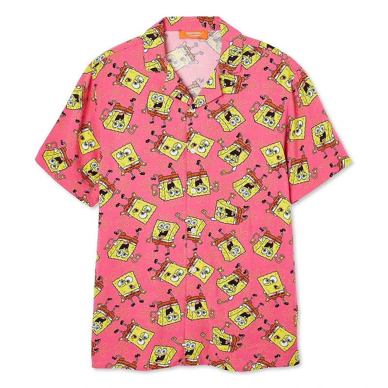 Chemise de vacances Bob l’éponge Nickelodéon pour hommes Tailles P-TG