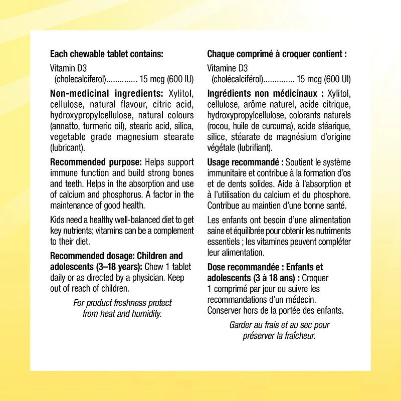 Vitamine D3 600 UI ORANGE 360 comprimés à croquer