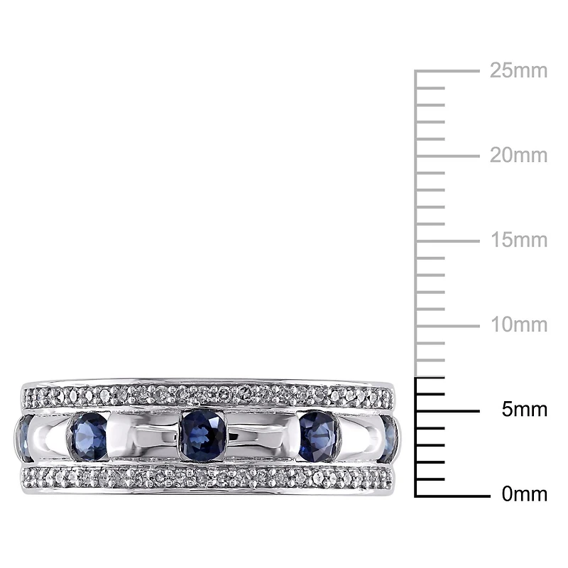 Tangelo 3/4 Carat T.G.W. Sapphire And 1/4 Carat T.W. Diamond 10 K White Gold Men's Ring