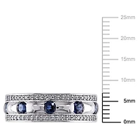 Tangelo 3/4 Carat T.G.W. Sapphire And 1/4 Carat T.W. Diamond 10 K White Gold Men's Ring
