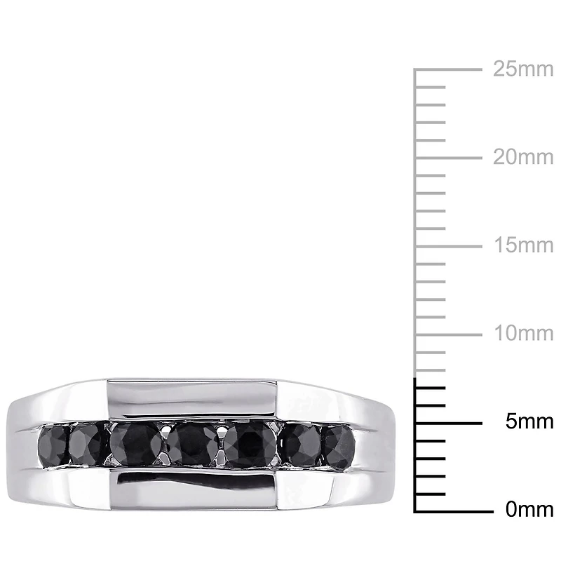 Bague pour homme avec saphirs noirs 1-3/8 CT PBT en argent sterling
