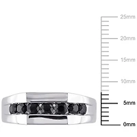 Bague pour homme avec saphirs noirs 1-3/8 CT PBT en argent sterling