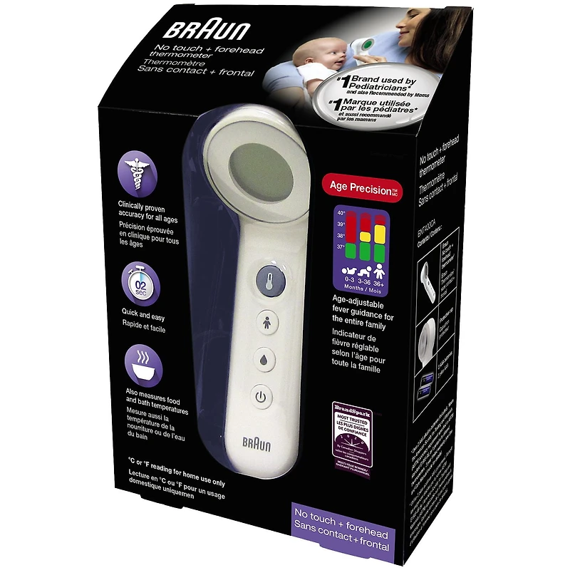 Thermomètre sans contact + frontal BNT400CA Braun avec Age Precision Convient à toute la famille