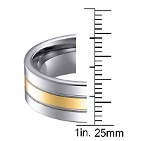 Quitessential Tungsten Laser Polished Gold Plated Men's Ring