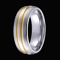 Quitessential Tungsten Laser Polished Gold Plated Men's Ring