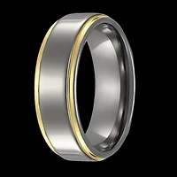 Quitessential Tungsten Laser Polished Gold Plated Men's Ring