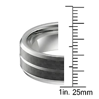 Men'S Tungsten 8mm Black Carbon Fiber Inlay