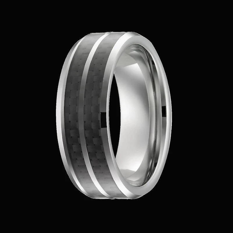 Men'S Tungsten 8mm Black Carbon Fiber Inlay