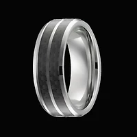 Men'S Tungsten 8mm Black Carbon Fiber Inlay